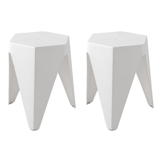 Stool HavenIn Set of 2 Puzzle Stool Plastic Stacking Bar Stools Dining Chairs Kitchen White