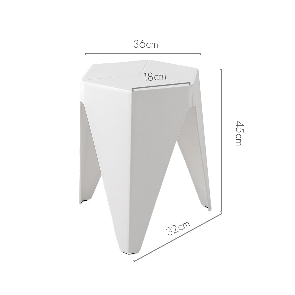 Stool HavenIn Set of 2 Puzzle Stool Plastic Stacking Bar Stools Dining Chairs Kitchen White