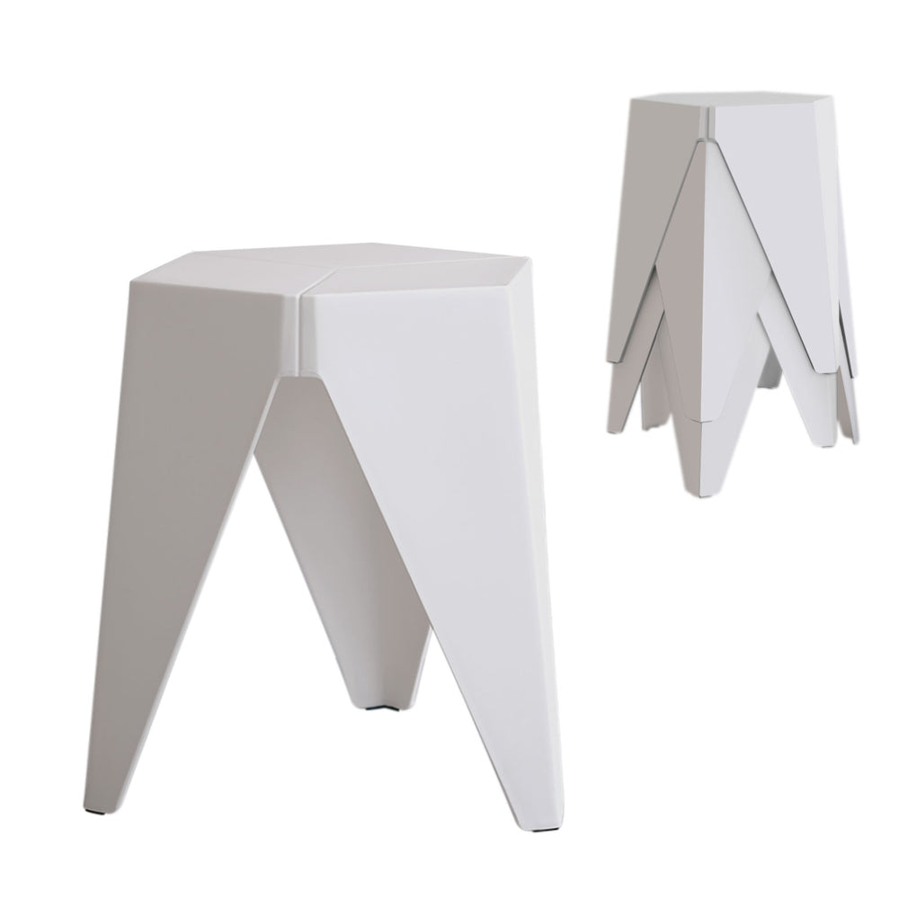 Stool Haven Set of 4 Puzzle Stackable Stools - White