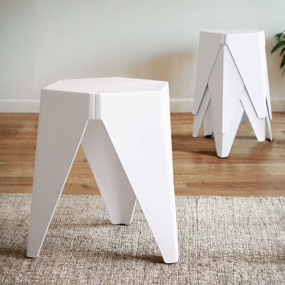 Stool Haven Set of 4 Puzzle Stackable Stools - White