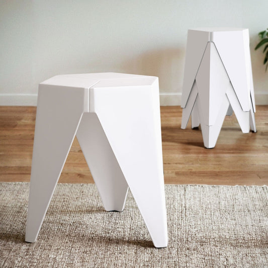 Stool Haven Set of 4 Puzzle Stackable Stools - White