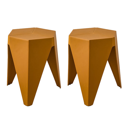 Stool HavenIn Set of 2 Puzzle Stool Plastic Stacking Bar Stools Dining Chairs Kitchen Yellow