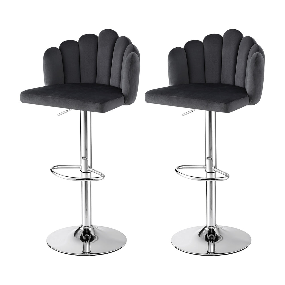 Stool Haven Bar Stool X2 Kitchen Dining Counter Gaslift Chair Adjustable Velvet Grey