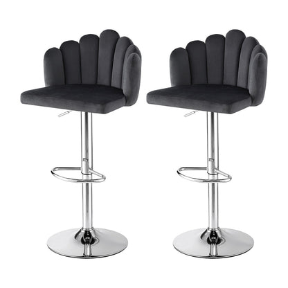 Stool Haven Bar Stool X2 Kitchen Dining Counter Gaslift Chair Adjustable Velvet Grey