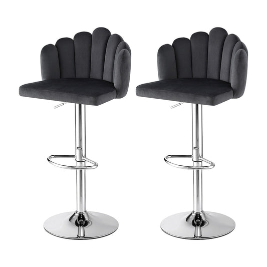 Stool Haven Bar Stool X2 Kitchen Dining Counter Gaslift Chair Adjustable Velvet Grey