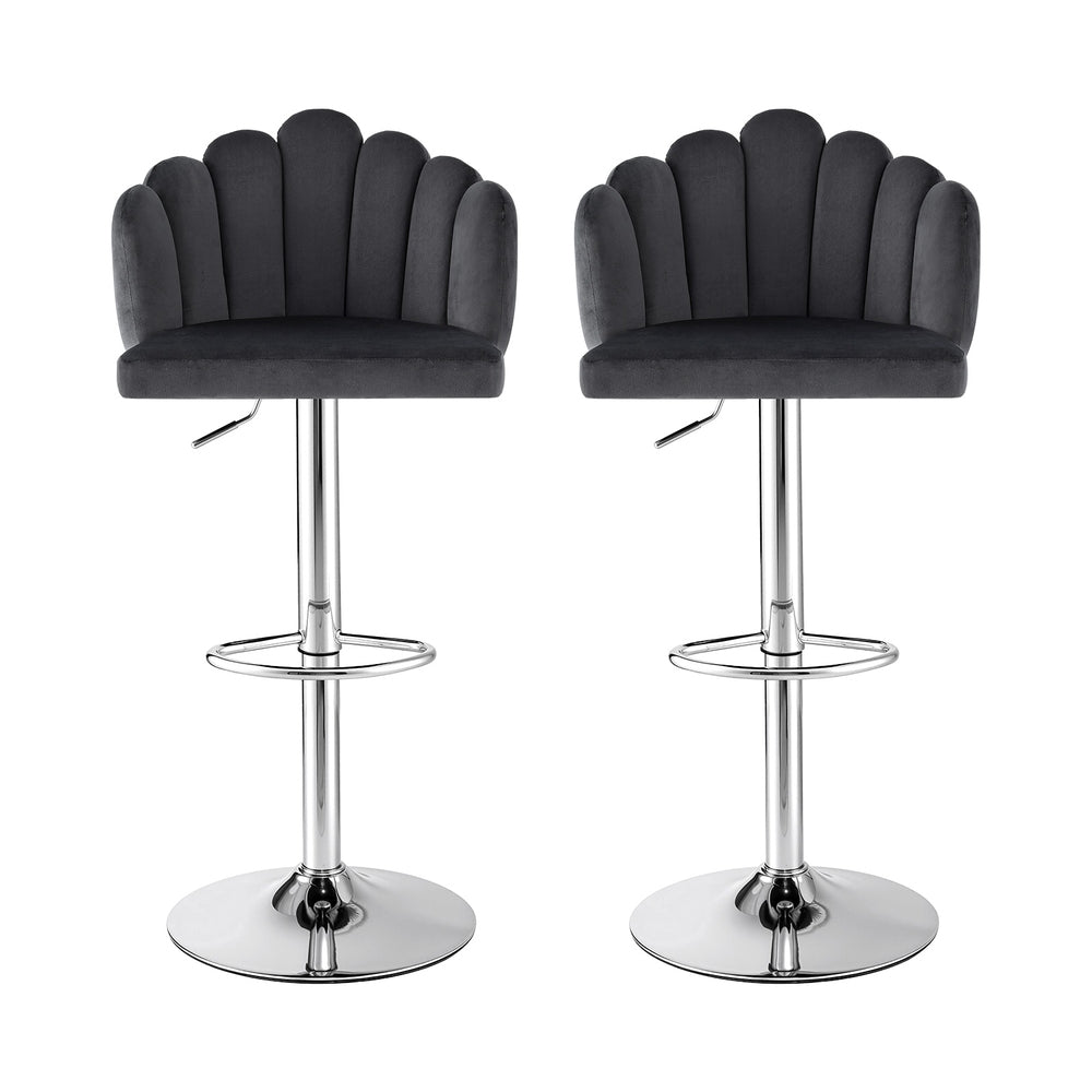 Stool Haven Bar Stool X2 Kitchen Dining Counter Gaslift Chair Adjustable Velvet Grey