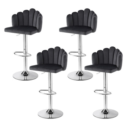 Stool Haven Bar Stool X4 Kitchen Dining Counter Gaslift Chair Adjustable Velvet Grey