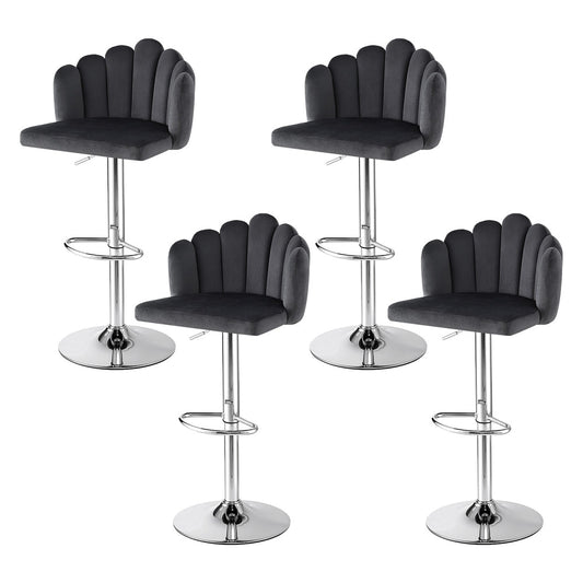 Stool Haven Bar Stool X4 Kitchen Dining Counter Gaslift Chair Adjustable Velvet Grey