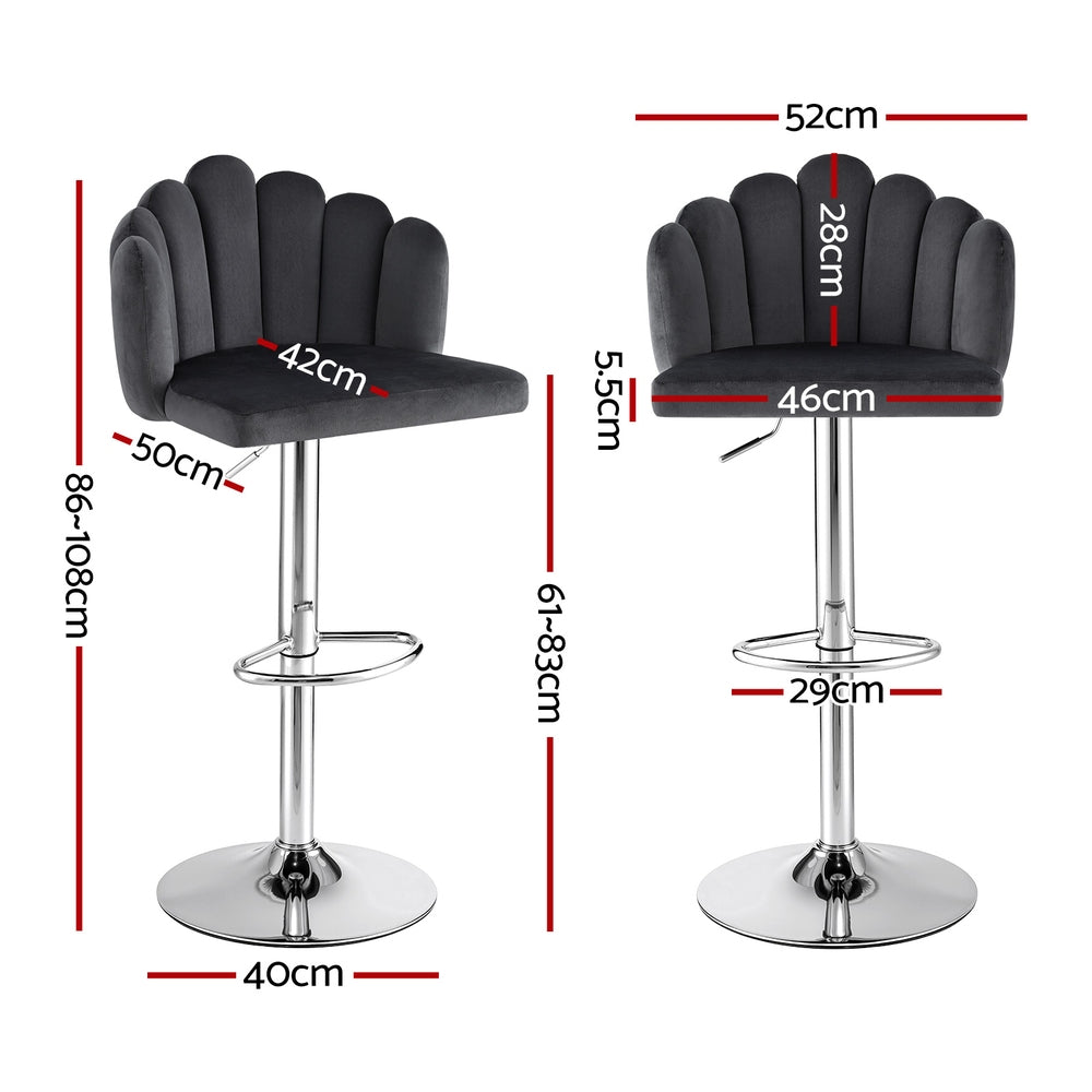 Stool Haven Bar Stool X4 Kitchen Dining Counter Gaslift Chair Adjustable Velvet Grey