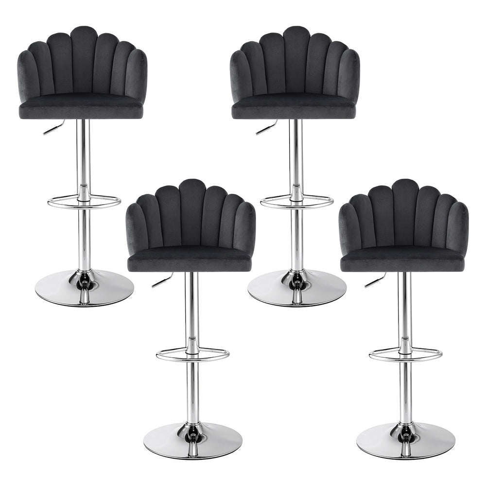 Stool Haven Bar Stool X4 Kitchen Dining Counter Gaslift Chair Adjustable Velvet Grey
