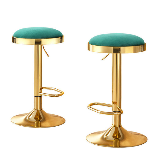 2x Stool Haven Bar Stools Kitchen Dining Chairs Velvet Padded Stool Green