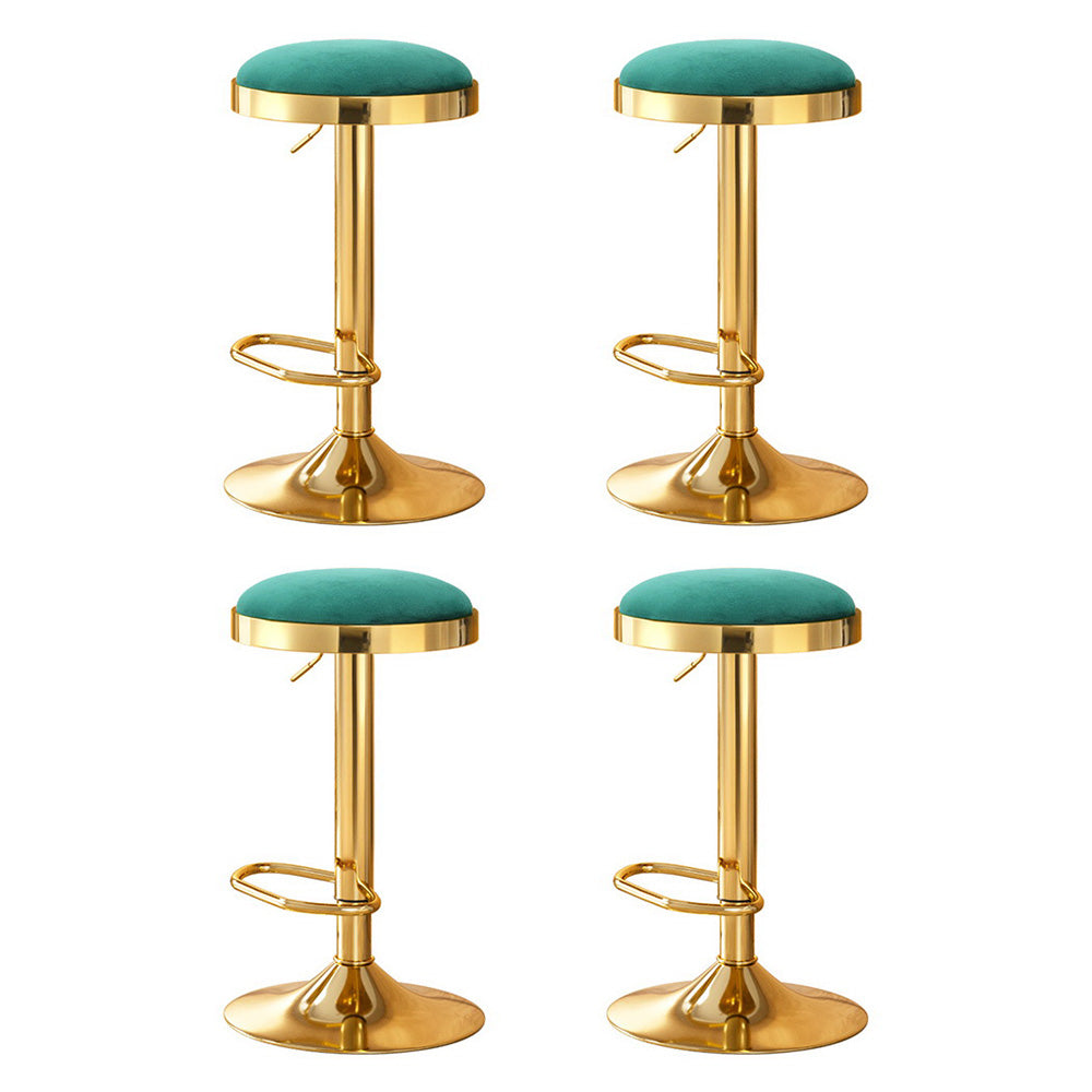 4x Stool Haven Bar Stools Kitchen Dining Chairs Velvet Padded Stool Green
