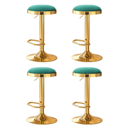 4x Stool Haven Bar Stools Kitchen Dining Chairs Velvet Padded Stool Green