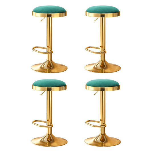 4x Stool Haven Bar Stools Kitchen Dining Chairs Velvet Padded Stool Green