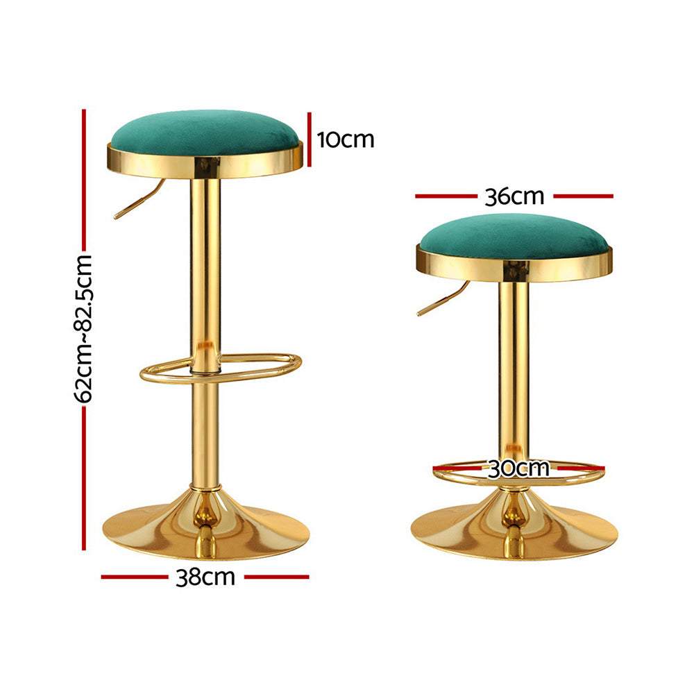 4x Stool Haven Bar Stools Kitchen Dining Chairs Velvet Padded Stool Green