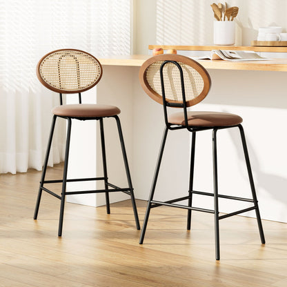 Stool Haven 2x Bar Stools PU Leather Stools Brown