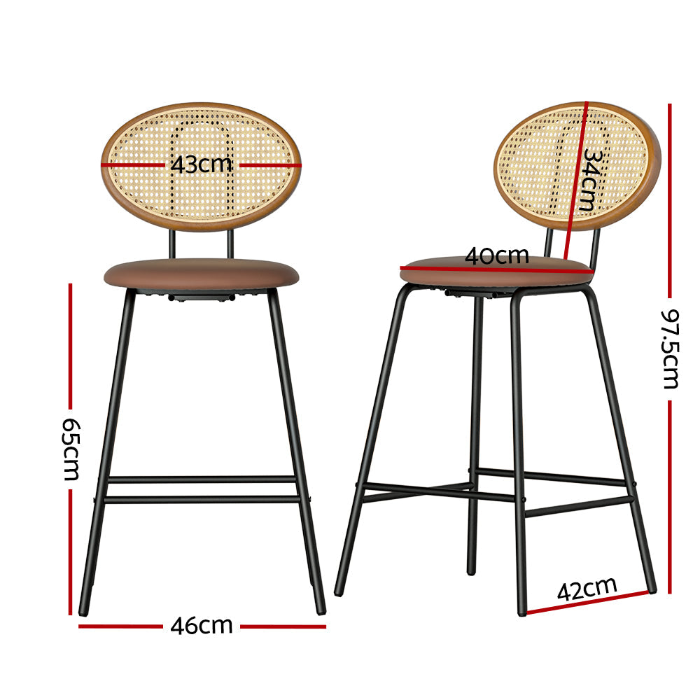 Stool Haven 2x Bar Stools PU Leather Stools Brown