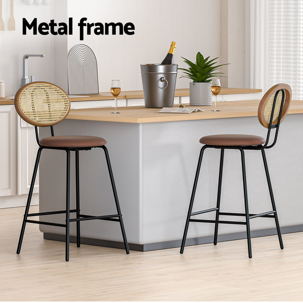 Stool Haven 2x Bar Stools PU Leather Stools Brown