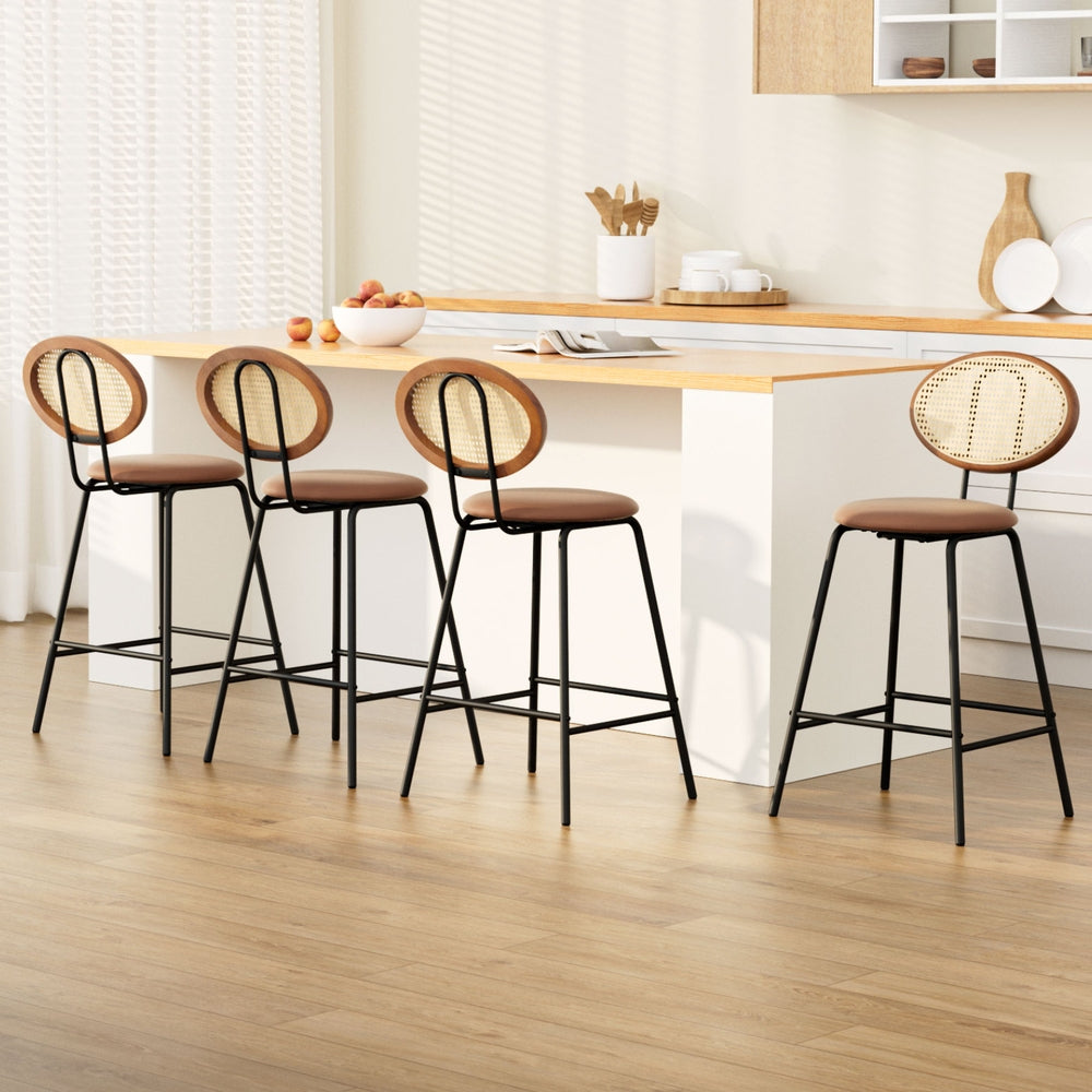 Stool Haven 4x Bar Stools PU Leather Stools Brown