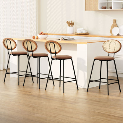 Stool Haven 4x Bar Stools PU Leather Stools Brown