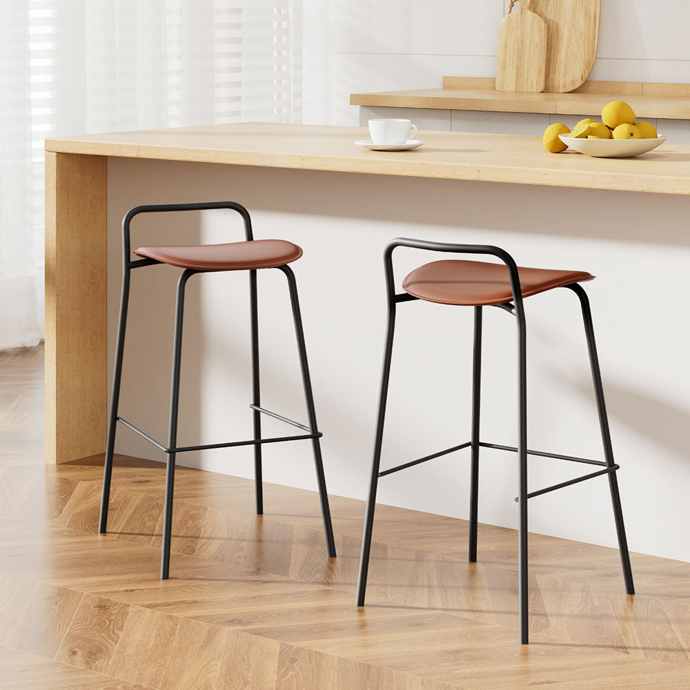 2x Stool Haven Bar Stools Kitchen Counter Stools Metal Brown
