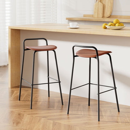 2x Stool Haven Bar Stools Kitchen Counter Stools Metal Brown