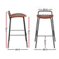 2x Stool Haven Bar Stools Kitchen Counter Stools Metal Brown