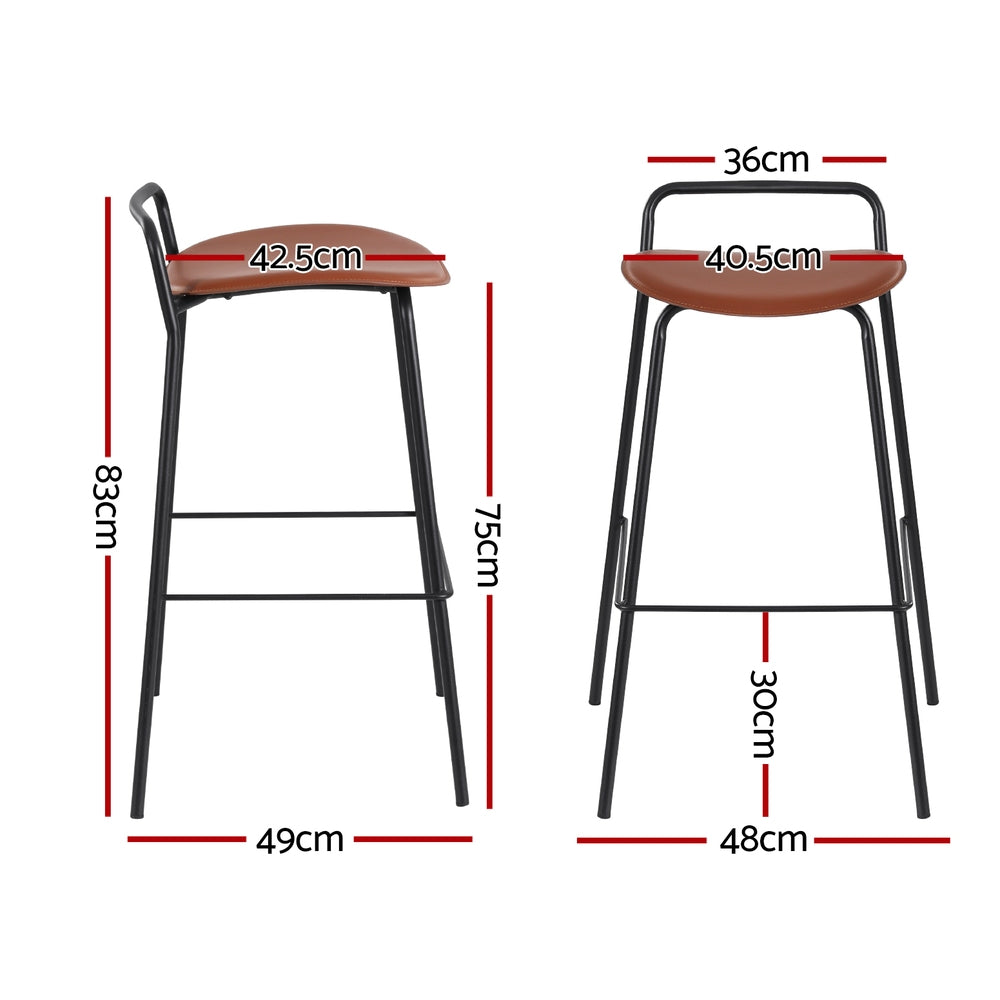 2x Stool Haven Bar Stools Kitchen Counter Stools Metal Brown