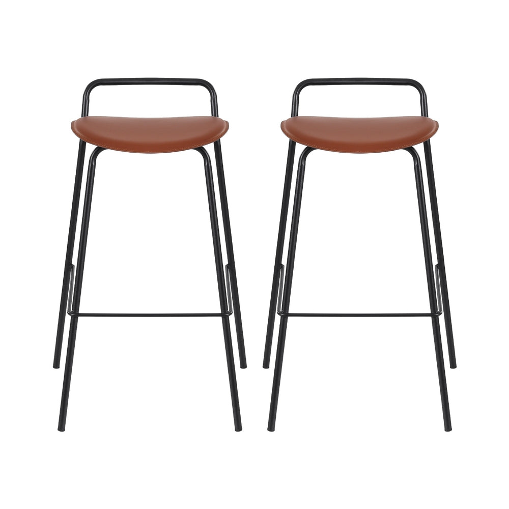 2x Stool Haven Bar Stools Kitchen Counter Stools Metal Brown