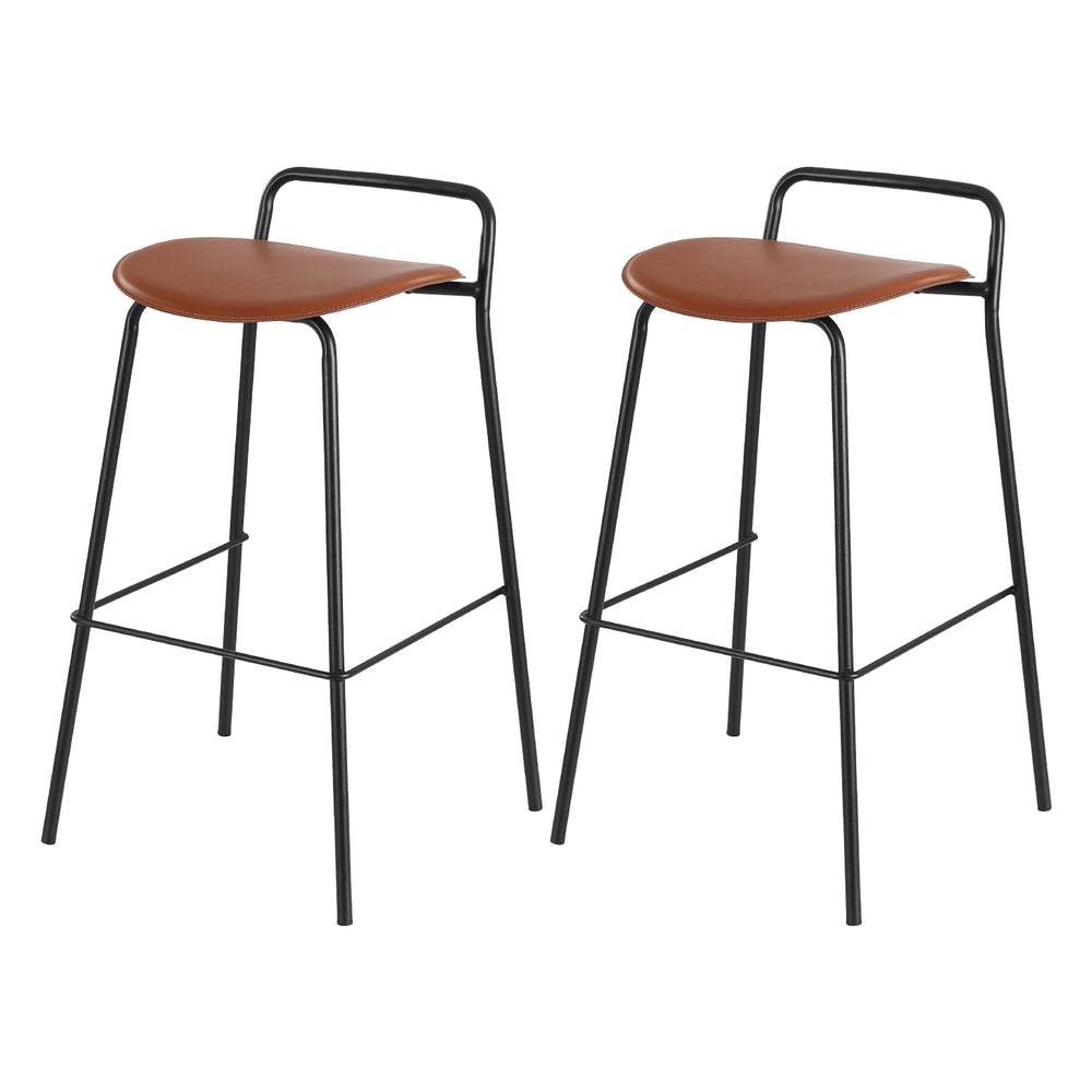 2x Stool Haven Bar Stools Kitchen Counter Stools Metal Brown