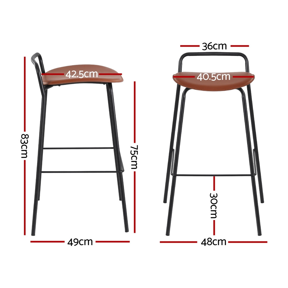 4x Stool Haven Bar Stools Kitchen Counter Dining Chair Metal Brown
