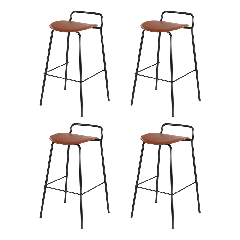 4x Stool Haven Bar Stools Kitchen Counter Dining Chair Metal Brown