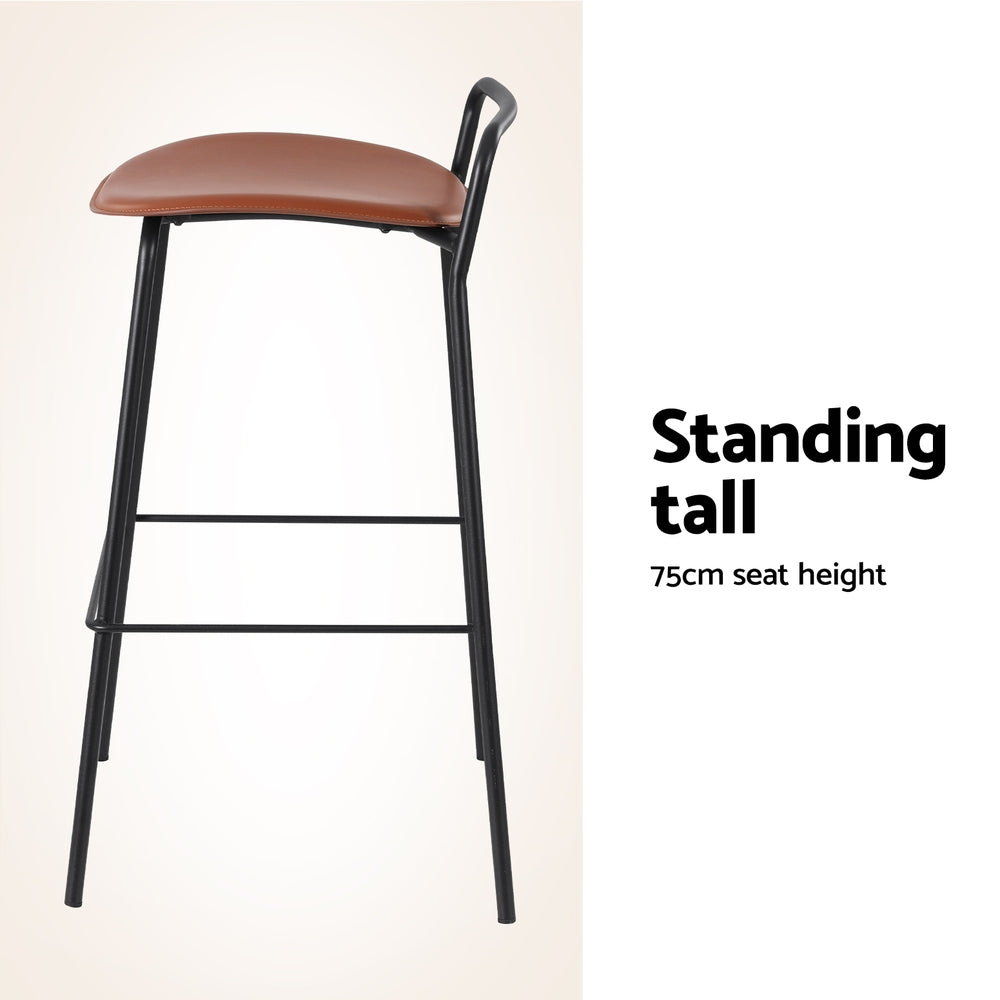 4x Stool Haven Bar Stools Kitchen Counter Dining Chair Metal Brown