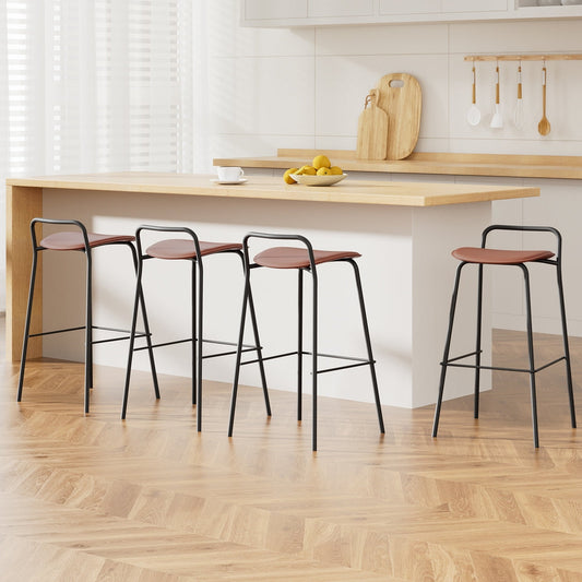 4x Stool Haven Bar Stools Kitchen Counter Dining Chair Metal Brown
