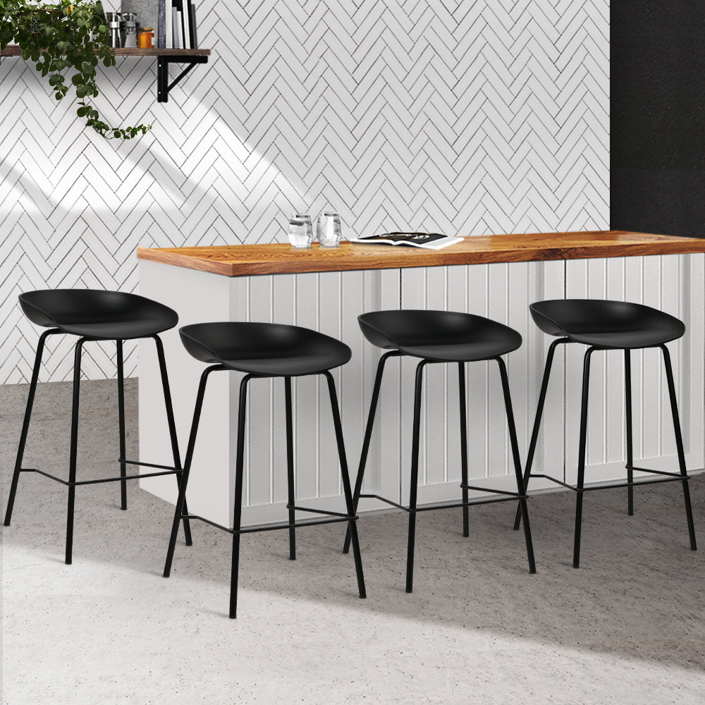 Stool Haven Set of 4 Metal Bar Stools - Black