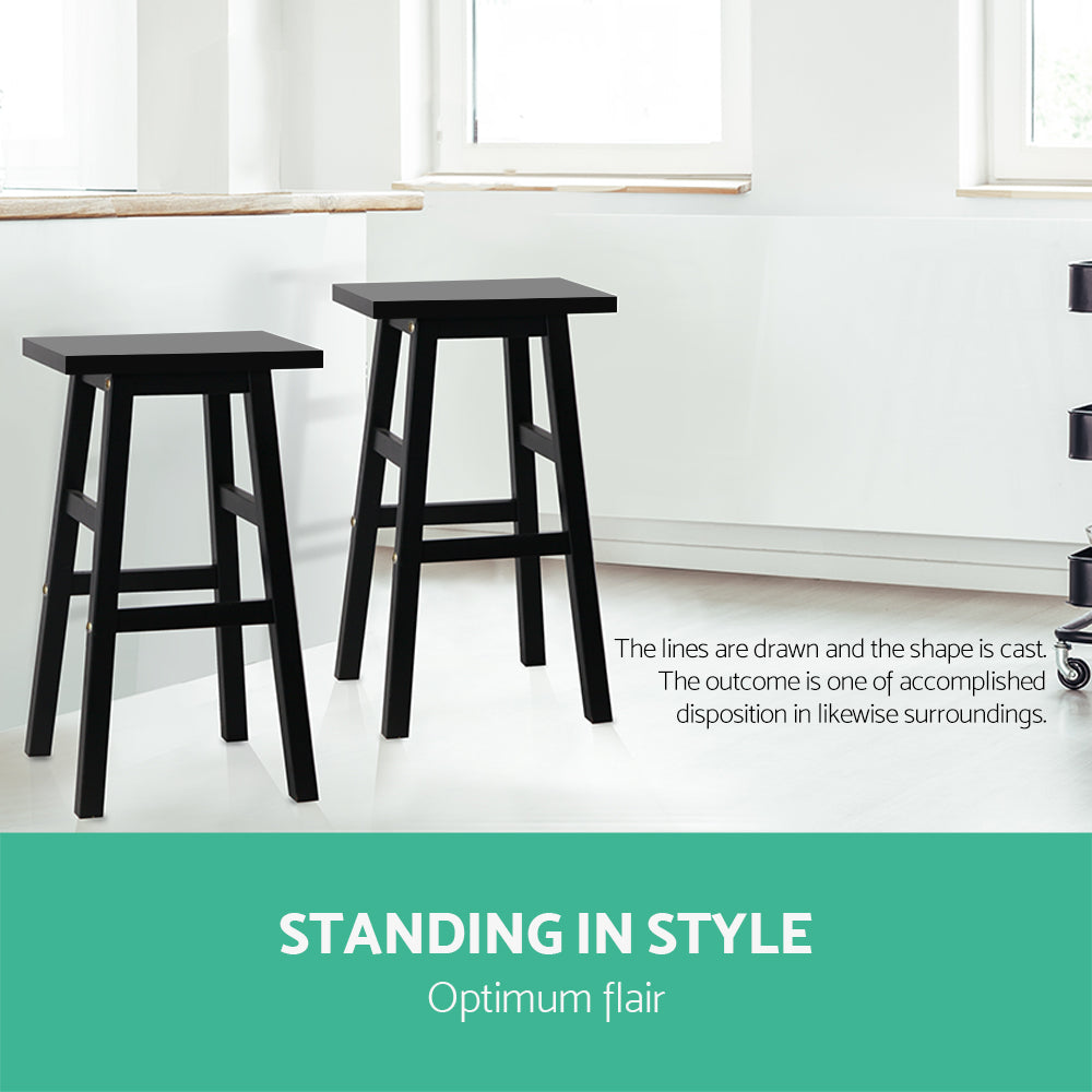 Stool Haven Set of 2 Beech Wood Bar Stools - Black