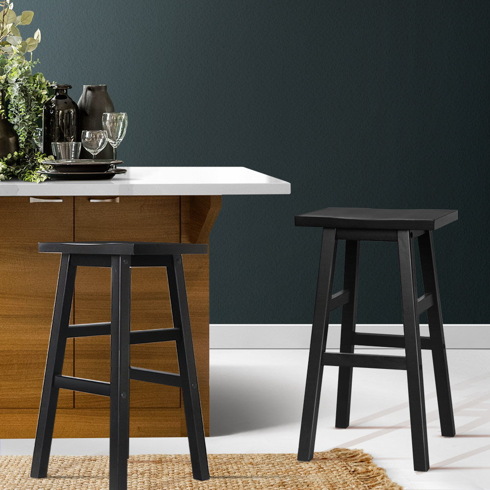 Stool Haven Set of 2 Beech Wood Bar Stools - Black