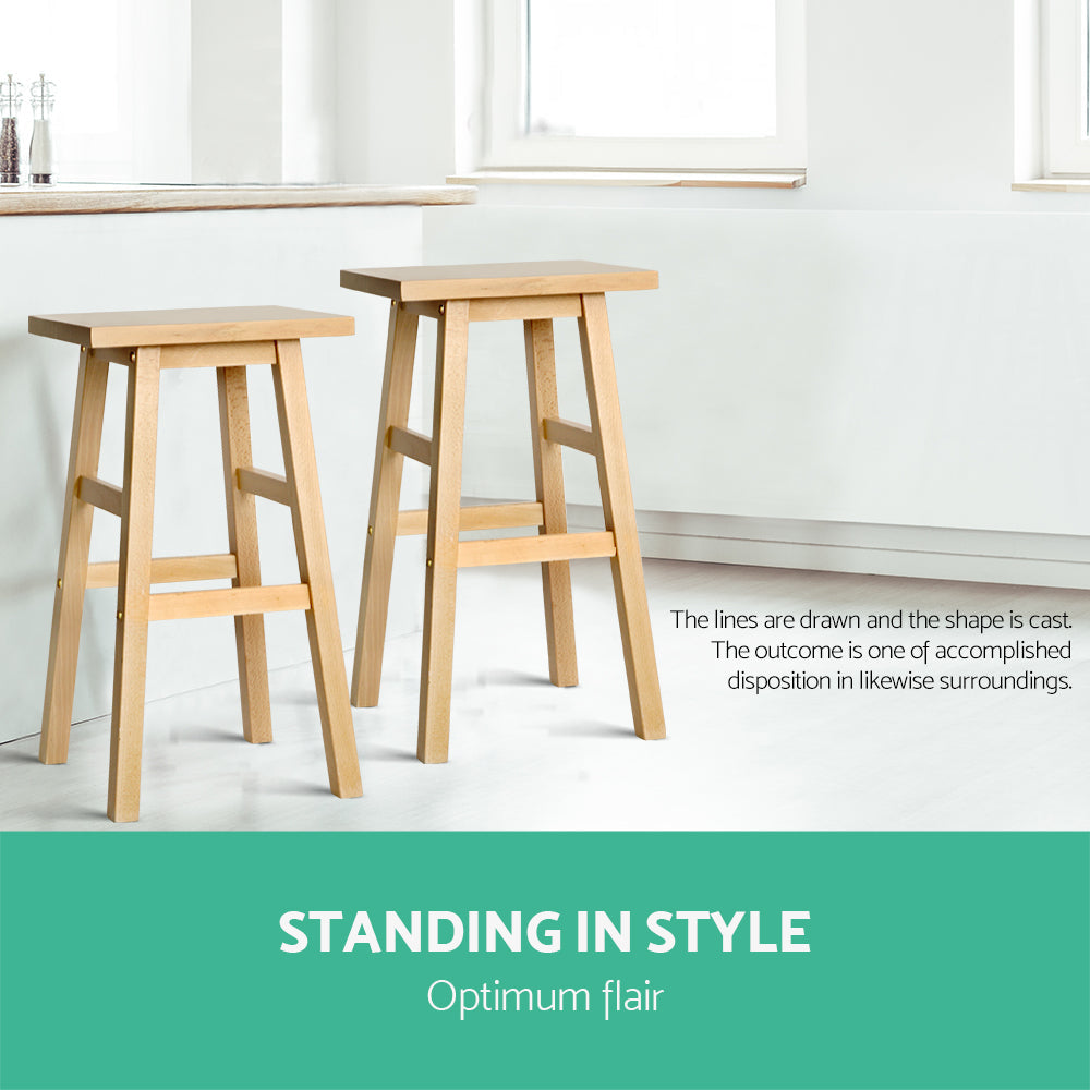 Stool Haven Set of 2 Beech Wood Bar Stools - Natural