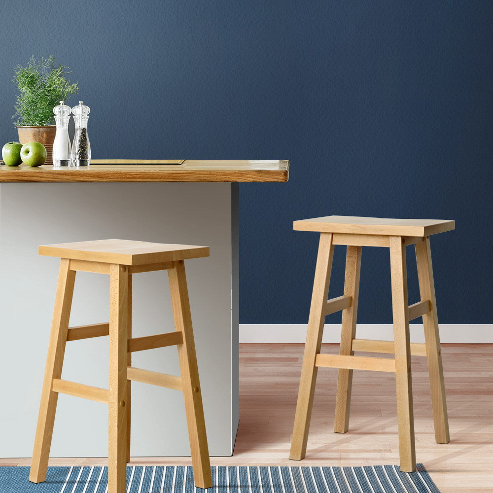 Stool Haven Set of 2 Beech Wood Bar Stools - Natural