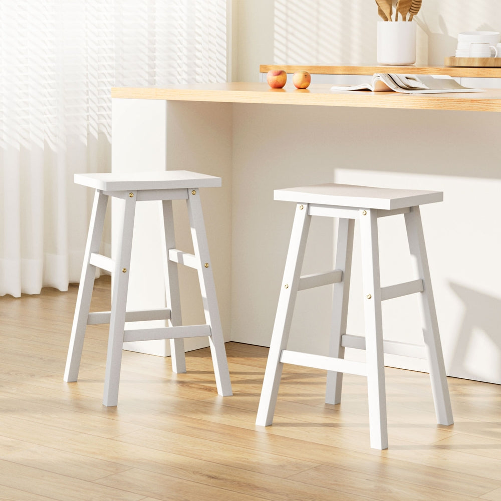 Stool Haven Set of 2 Beech Wood Bar Stools - White