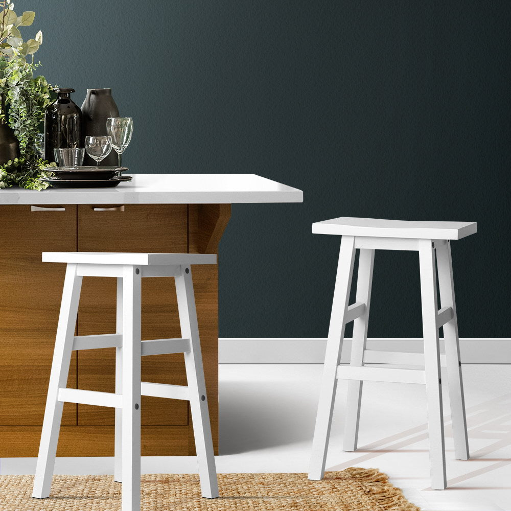 Stool Haven Set of 2 Beech Wood Bar Stools - White