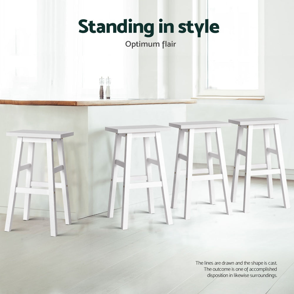Stool Haven 4x Bar Stools Kitchen Chairs Wooden White