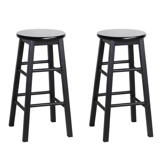 Stool Haven 2x Bar Stools Round Chairs Wooden Black