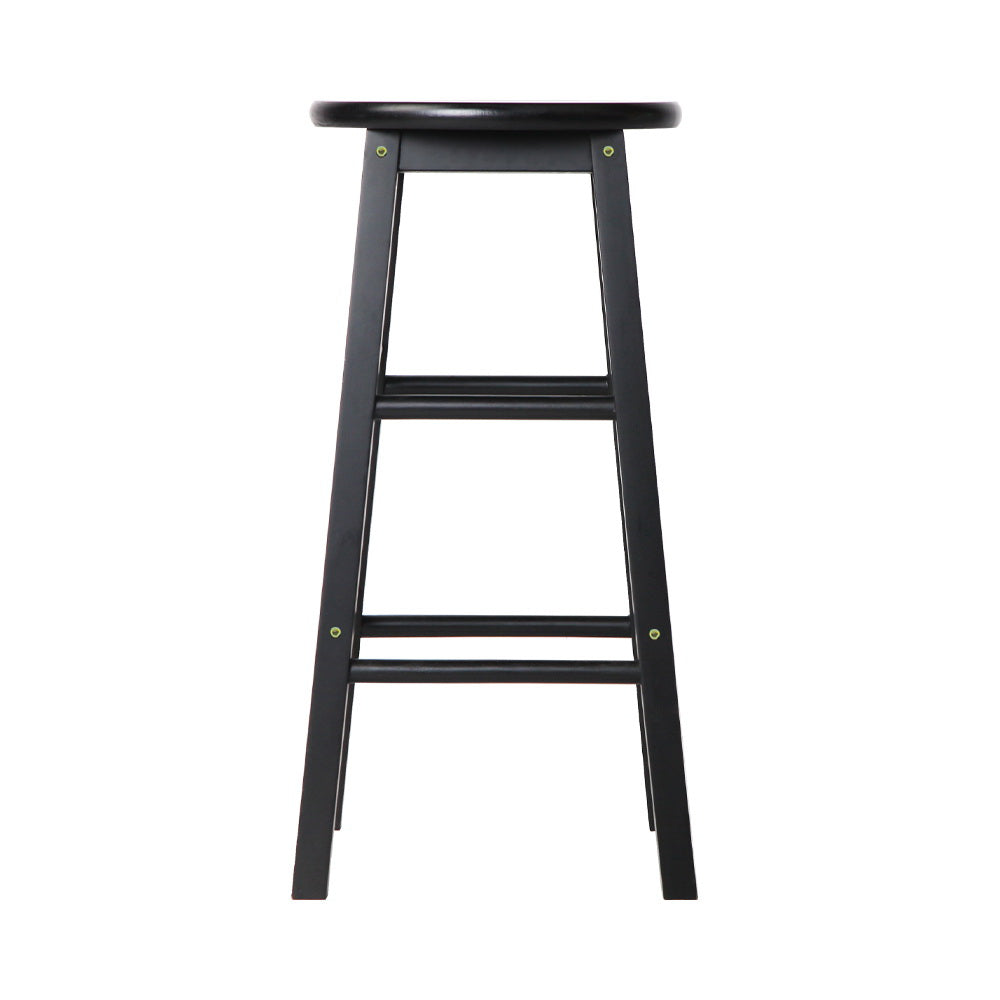 Stool Haven 2x Bar Stools Round Chairs Wooden Black