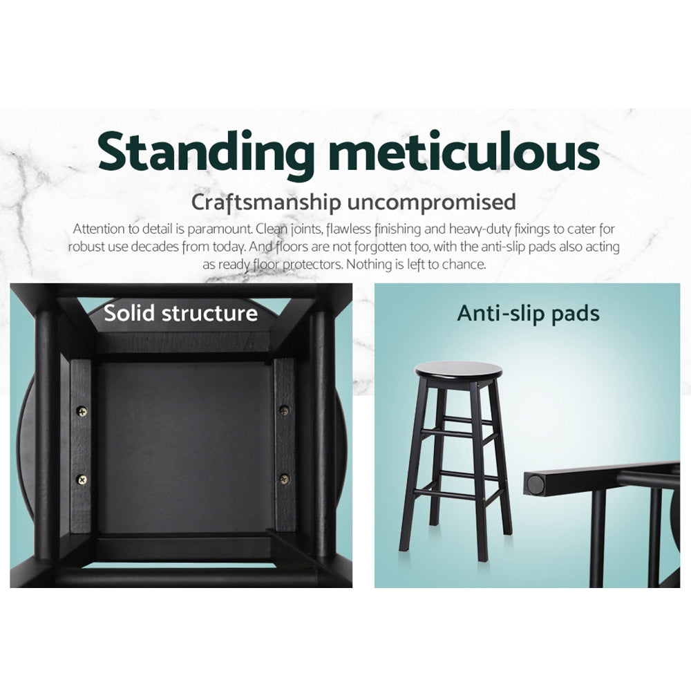 Stool Haven 2x Bar Stools Round Chairs Wooden Black