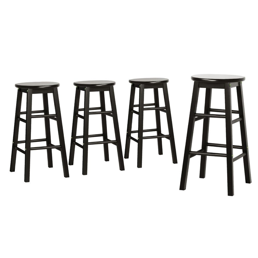 Stool Haven 4x Bar Stools Round Chairs Wooden Black