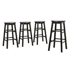 Stool Haven 4x Bar Stools Round Chairs Wooden Black