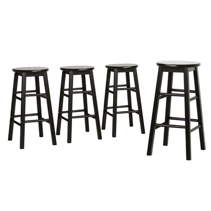 Stool Haven 4x Bar Stools Round Chairs Wooden Black