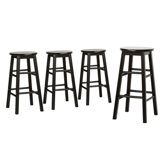 Stool Haven 4x Bar Stools Round Chairs Wooden Black