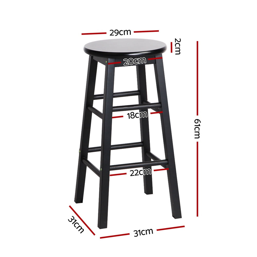 Stool Haven 4x Bar Stools Round Chairs Wooden Black